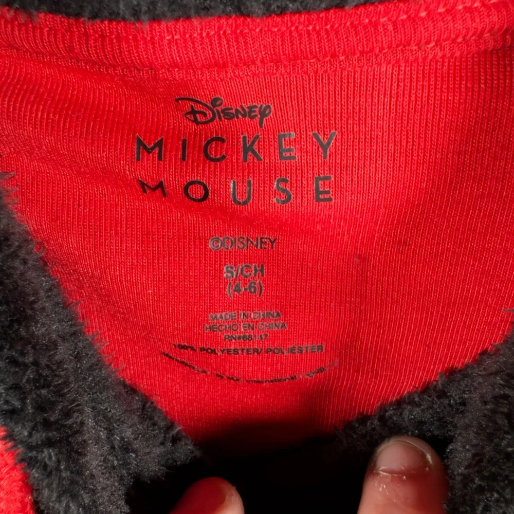 Disney Mickey Mouse Plush Fleece Oversized Hoodie Sleep Shirt‎ Black Red Small - Picture 5 of 10